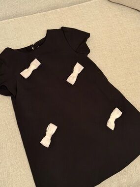Zara Black Dress with Cream Bow Appliqués